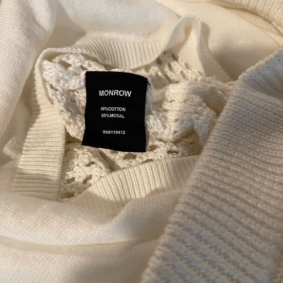 Monrow Cotton and modal-blend open-knit White to Off-White shorts. Size Small - Picture 6 of 8